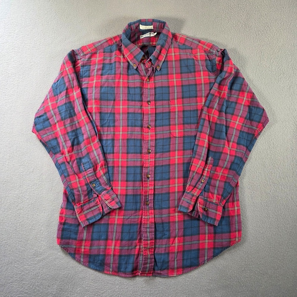 Vintage Abercrombie & Fitch Shirt Mens Large Red Tartan Plaid Button Down Cotton